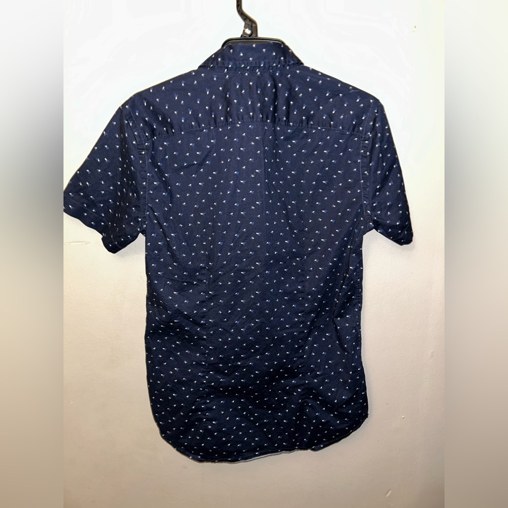 Hawker Rye shirt - navy print short sleeve button front w/chest pocket - Picture 6 of 9